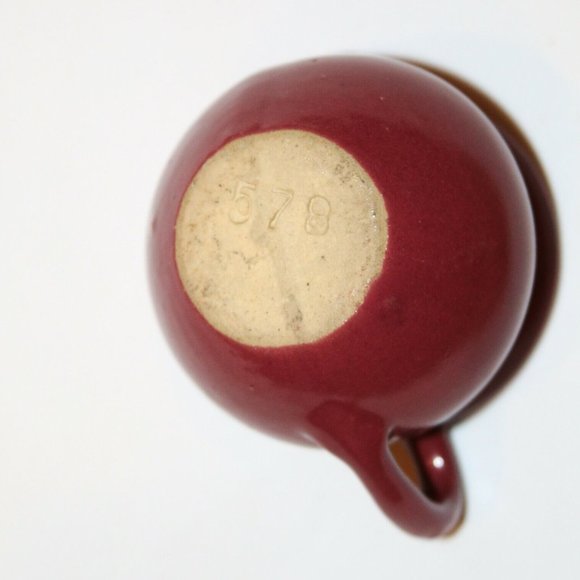 vintage wide mouth pitcher pink / maroon uhl pottery 578? - Picture 2 of 5